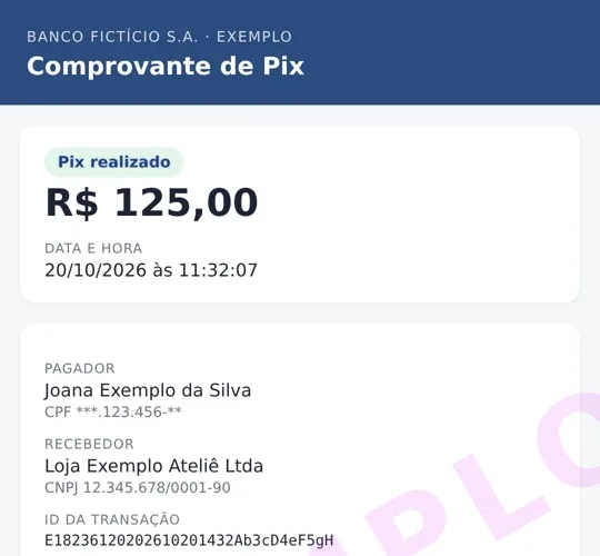 Comprovante fictício original